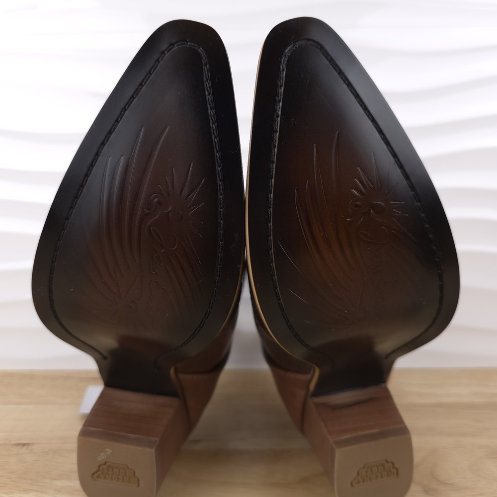 Nocona Micki Western‎ Ankle Boots Womens 7.5 Brunette Cowhide Snip Toe Booties - Picture 12 of 14